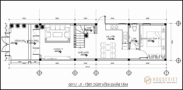 Mẫu nhà ống 2 tầng mặt tiền 4m.