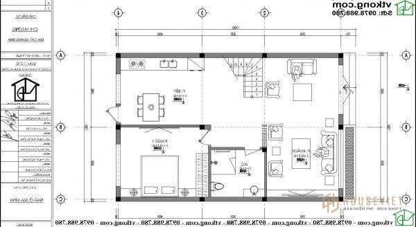 Mẫu nhà ống 2 tầng đẹp hiện đại mặt tiền 7m