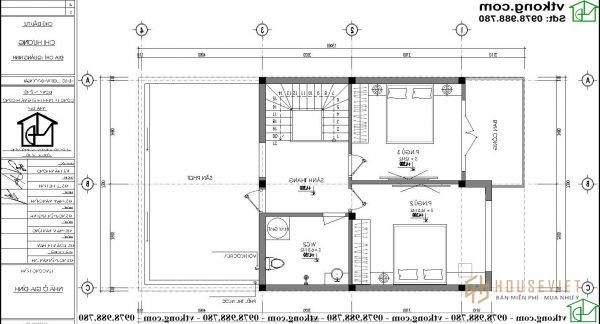 Mẫu nhà ống 2 tầng đẹp hiện đại mặt tiền 7m