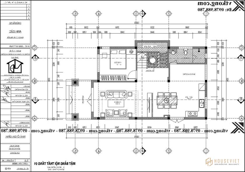 Tầng 1 mẫu biệt thự BT2T112