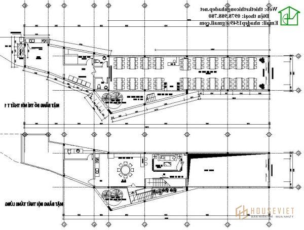 Mặt bằng tầng 1 và tầng lửng của nhà phố 3 tầng NDNP3T11