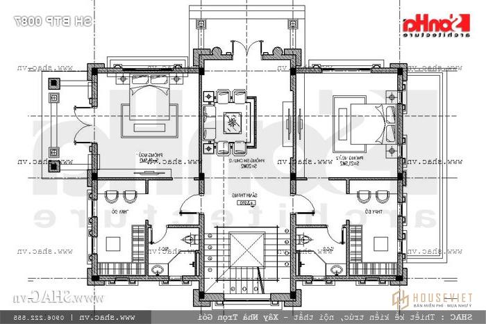 Mặt bằng tầng 2 biệt thự pháp sh btp 0087