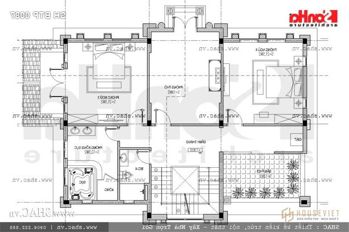 Mặt bằng tầng 3 biệt thự pháp sh btp 0087