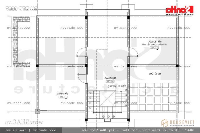 Bản vẽ mặt bằng biệt thự pháp mái thái sh btp 0087