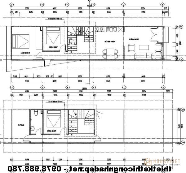 Bản vẽ mặt bằng tầng 1, tầng lửng của mẫu nhà cấp 4 mái bằng NDNC427