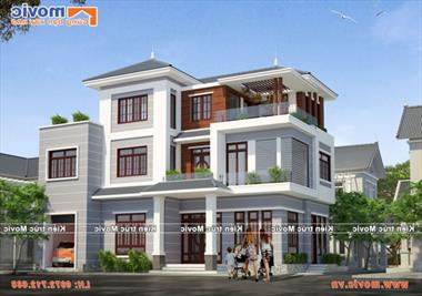 Mẫu nhà 3 tầng 4 phòng ngủ đẹp hiện đại - MV1512