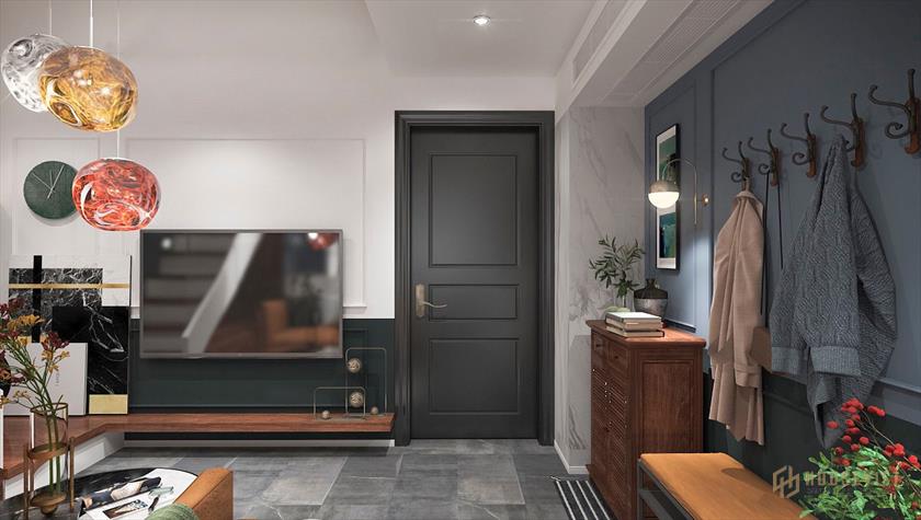 Không gian phòng khách hiện đại của mẫu nhà cấp 4 có gác lửng 4x10m đẹp NDNC4168