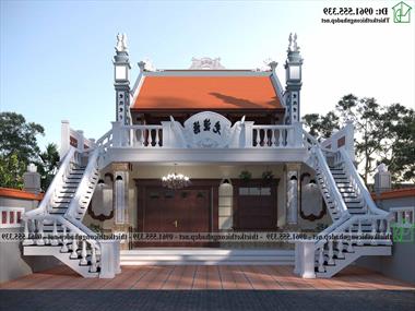 Mẫu nhà thờ họ 2 tầng ấn tượng tại Hưng Yên NDNTH35