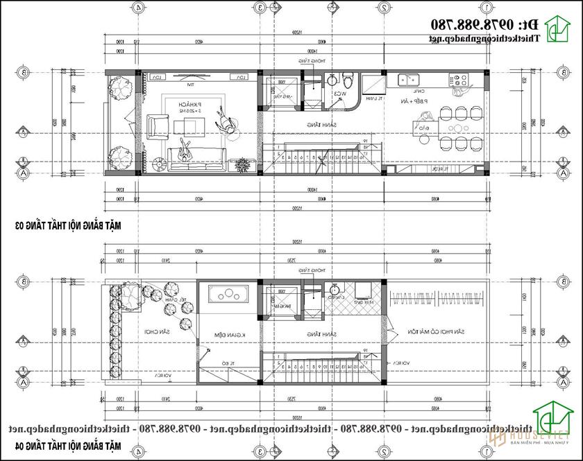 Thiết Kế Nhà Phố 3 Tầng 1 tum 4x14m Tại Hà Nội Ndnp4t13