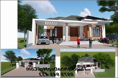 Mẫu nhà 3 gian chữ L mái thái hình chữ L mặt bằng công trình nhà anh Bình