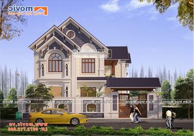 Mẫu nhà 2 tầng tân cổ điển đẹp sang trọng - MV1872