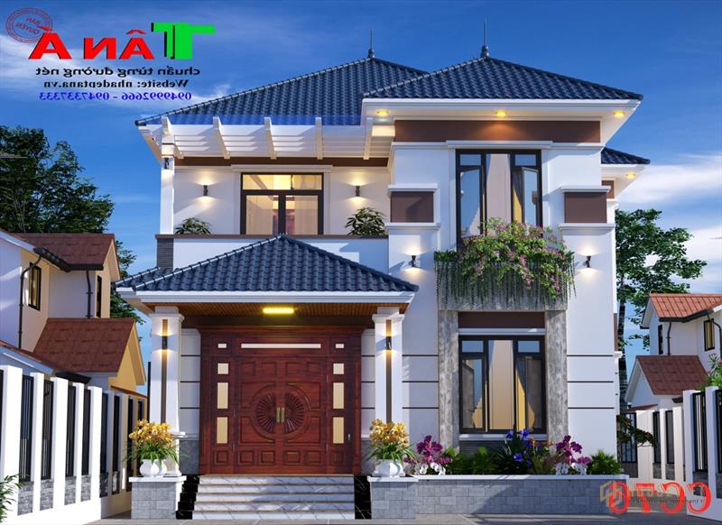 Ngắm mẫu biệt thự 2 tầng hiện đại kiểu Nhật tại Thái Bình.  MS: CC76