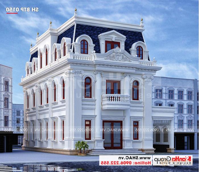 Biệt thự tân cổ điển 3 tầng 12m x 20m tại An Giang - SH BTP 0150 48 Biệt thự tân cổ điển màu trắng