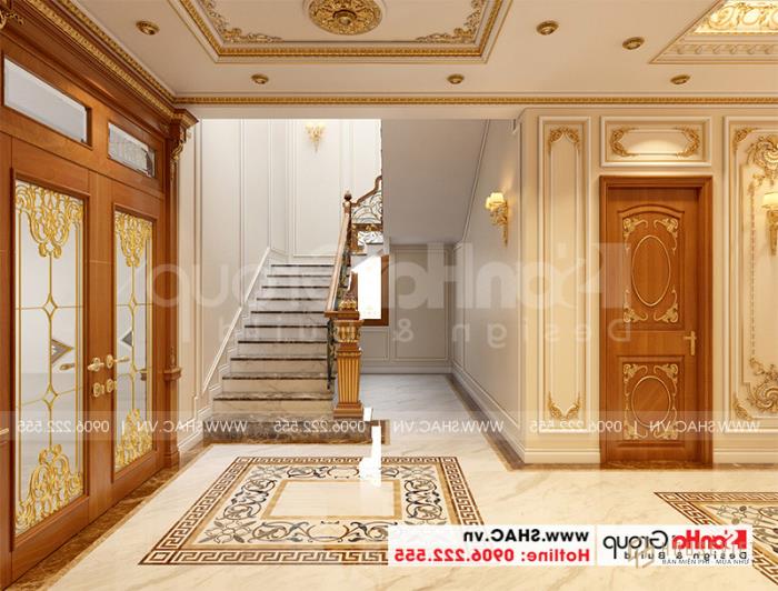 Biệt thự tân cổ điển 3 tầng 12m x 20m tại An Giang - SH BTP 0150 54 Cầu thang biệt thự đẹp - BTP 0150