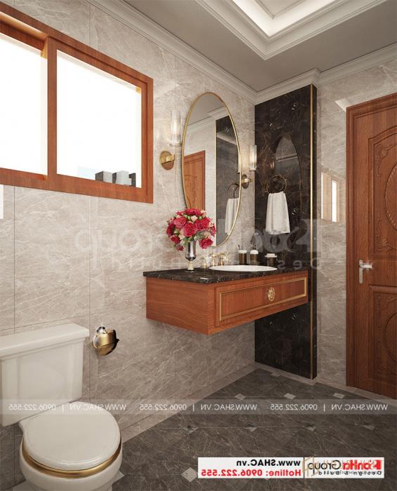 Biệt thự tân cổ điển 3 tầng 12m x 20m tại An Giang - SH BTP 0150 63 WC nhỏ và tiện nghi