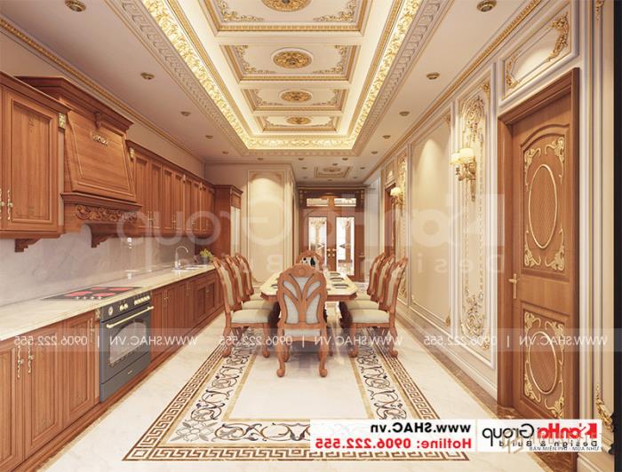 Biệt thự tân cổ điển 3 tầng 12m x 20m tại An Giang - SH BTP 0150 64 Nhà bếp sang trọng kiểu Pháp