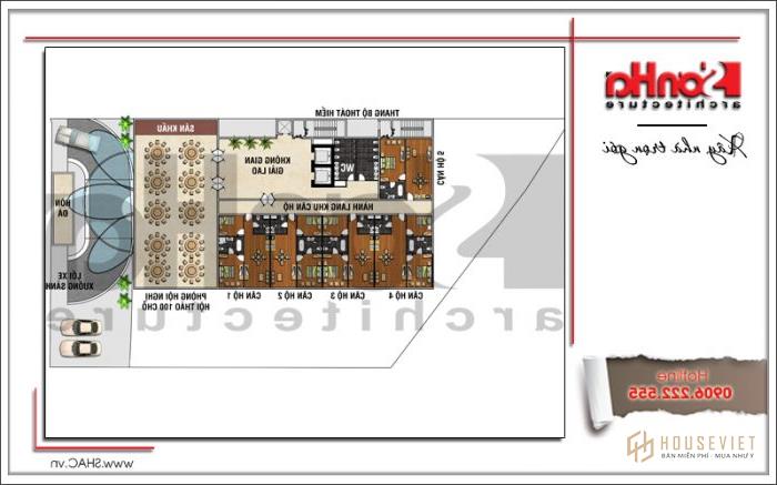 Mẫu khách sạn đẹp hiện đại thiết kế tiêu chuẩn 4 sao tại Phú Quốc (Kiên Giang) - SH KS 0043 32 9 mặt bằng chức năng tại tầng 2 khách sạn sh ks 0043 Phú Quốc