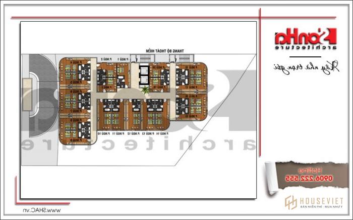 Khách sạn đẹp hiện đại thiết kế tiêu chuẩn 4 sao tại Phú Quốc (Kiên Giang) - SH KS 0043 33 10 mặt bằng chức năng từ tầng 3 đến tầng 9 của khách sạn Phú Quốc sh ks 0043