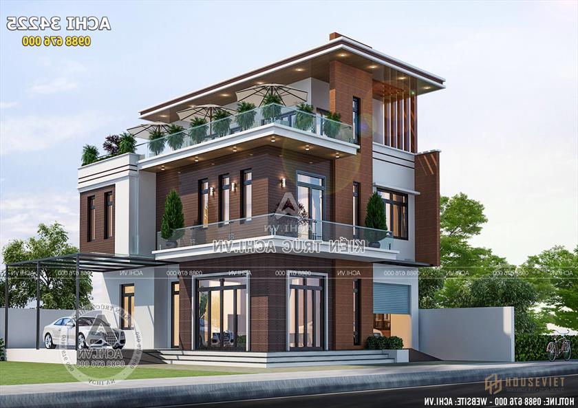 Hình ảnh đẹp của ngôi biệt thự 2,5 tầng mặt tiền 10m bằng gỗ độc đáo