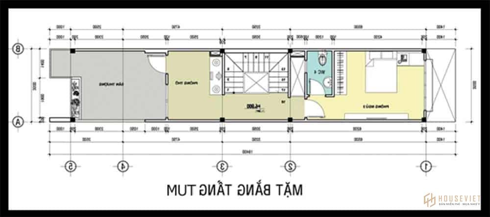 Mặt bằng công năng tầng tum phòng thờ.