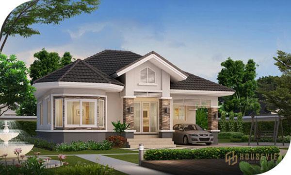 Kiểu dáng mái độc đáo tô điểm thêm sự sang trọng của mẫu nhà đẹp 1 tầng