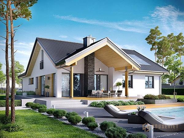 Thiết kế sân vườn biệt thự với màu xanh tự nhiên tạo cảm giác gần gũi, thân thiện