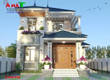 Mẫu thiết kế biệt thự 2 tầng đẹp và hiện đại tại Yên Thành - Nghệ An. Ms: B1494