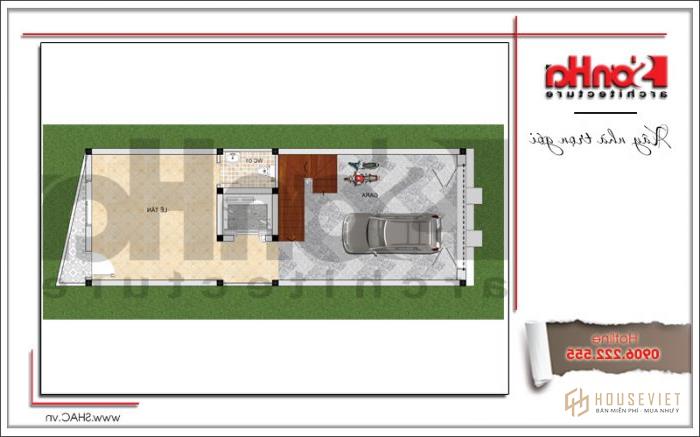 Kiến trúc nhà phố cổ điển đẹp kết hợp kinh doanh mặt tiền 5m tại Quảng Ninh - SH NOP 0153 17 Bản vẽ mặt bằng tầng 1 nhà phố kiến trúc cổ điển Pháp tại Quảng Ninh