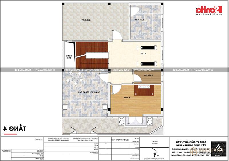 Bản vẽ mặt bằng tầng 4.  sàn nhà