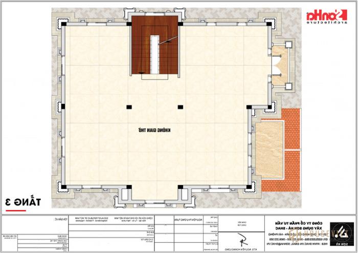 Bản vẽ bố trí công năng tầng 3 biệt thự mái thái tân cổ điển tại Bắc Ninh 