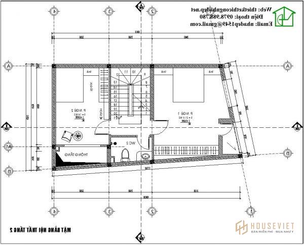 Mặt bằng tầng điển hình của nhà phố 5 tầng hiện đại