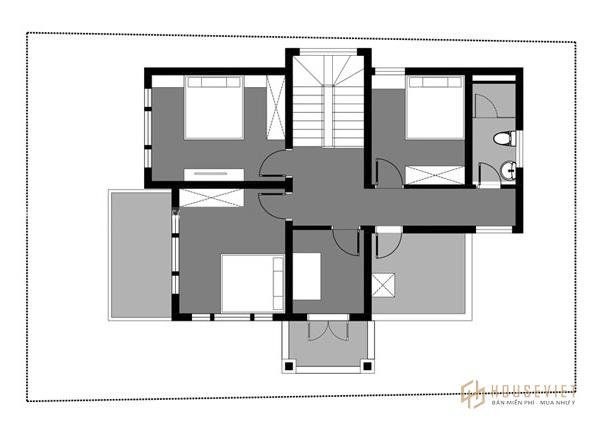 Mẫu nhà 2 tầng 100m2 4 phòng ngủ 