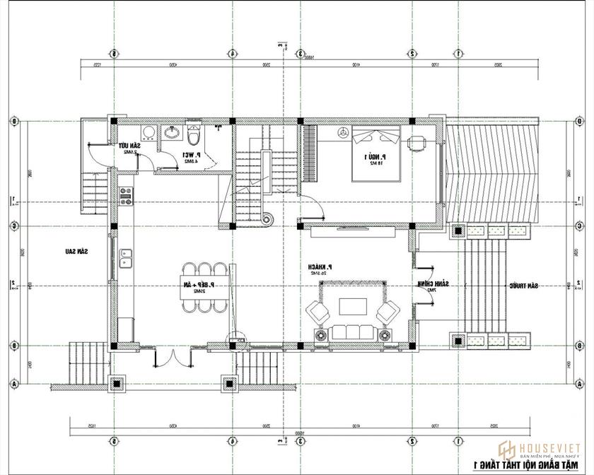 Mẫu nhà 2 tầng 100m2 4 phòng ngủ 