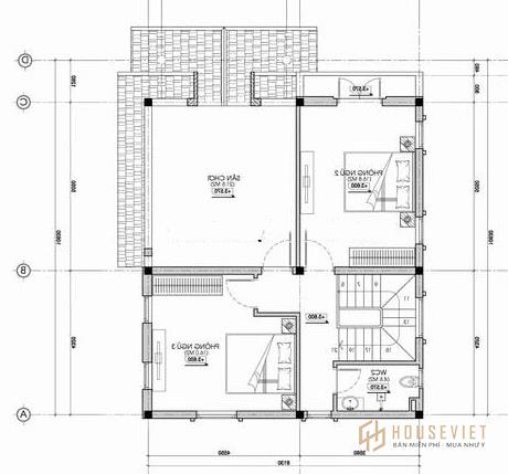 Mẫu nhà 2 tầng 8x10m mái thái