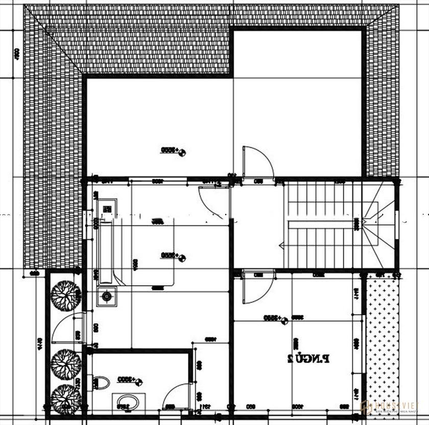 Mẫu nhà 2 tầng 8x10m mái thái