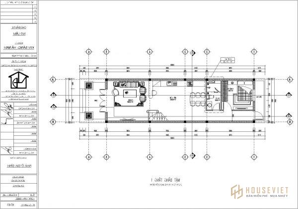 Bản vẽ mặt bằng nhà ống 2 tầng có gác lửng