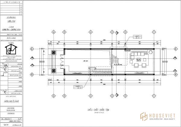 Bản vẽ mặt bằng nhà ống 2 tầng có gác lửng