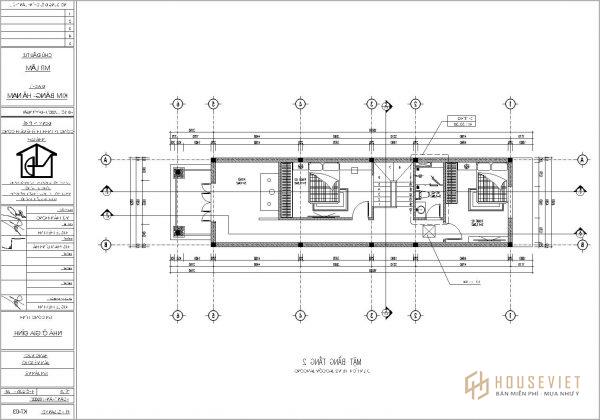 Bản vẽ mặt bằng nhà ống 2 tầng có gác lửng