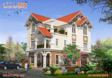 Mẫu nhà đẹp 3 tầng mái thái phong cách tân cổ điển - MV1612