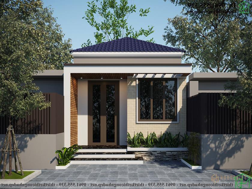 Mẫu thiết kế nhà cấp 4 mái thái đẹp NDNC4170