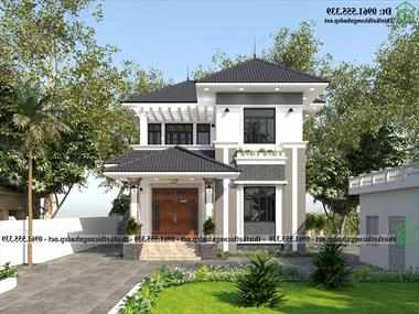 Mẫu biệt thự 2 tầng 8,5mx11m mái thái hiện đại kiểu Nhật NDBT2T154