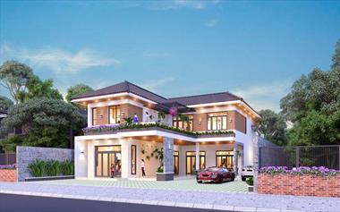 Mẫu thiết kế biệt thự 2 tầng 130m2 đẹp với kiến ​​trúc ấn tượng