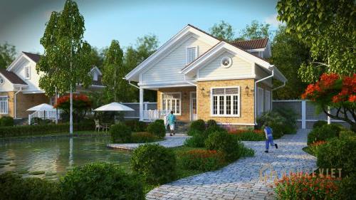 Biệt thự nhà vườn 1 tầng kiểu pháp đẹp mê hồn