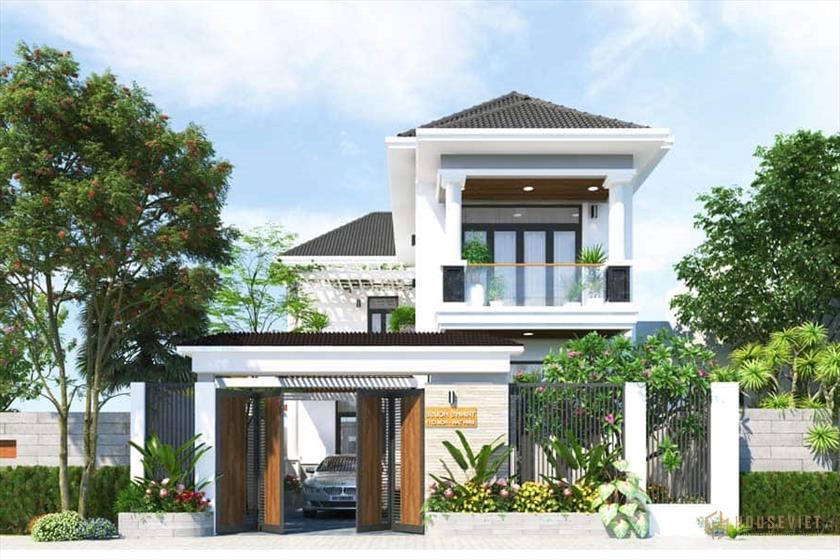 Chất liệu gỗ và đá được sử dụng cho ngôi biệt thự đẹp