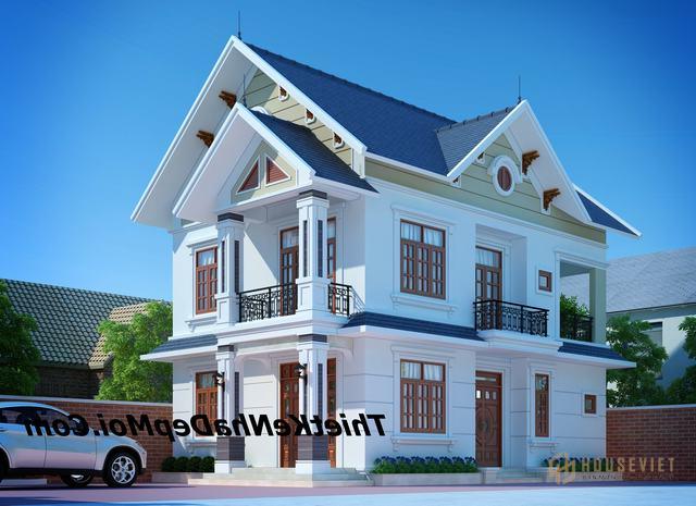 Bản vẽ thiết kế nhà 2 tầng 4 phòng ngủ