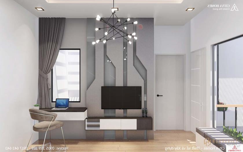 Cửa kính trong phòng ngủ chính giúp đón nhiều ánh sáng vào phòng