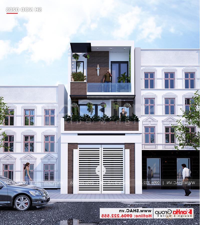 Mẫu thiết kế nhà ống 3 tầng hiện đại 5x15m đẹp tại Hải Phòng - SH NOD 0203 31 Mẫu thiết kế nhà ống 3 phòng ngủ hiện đại tại Hải Phòng