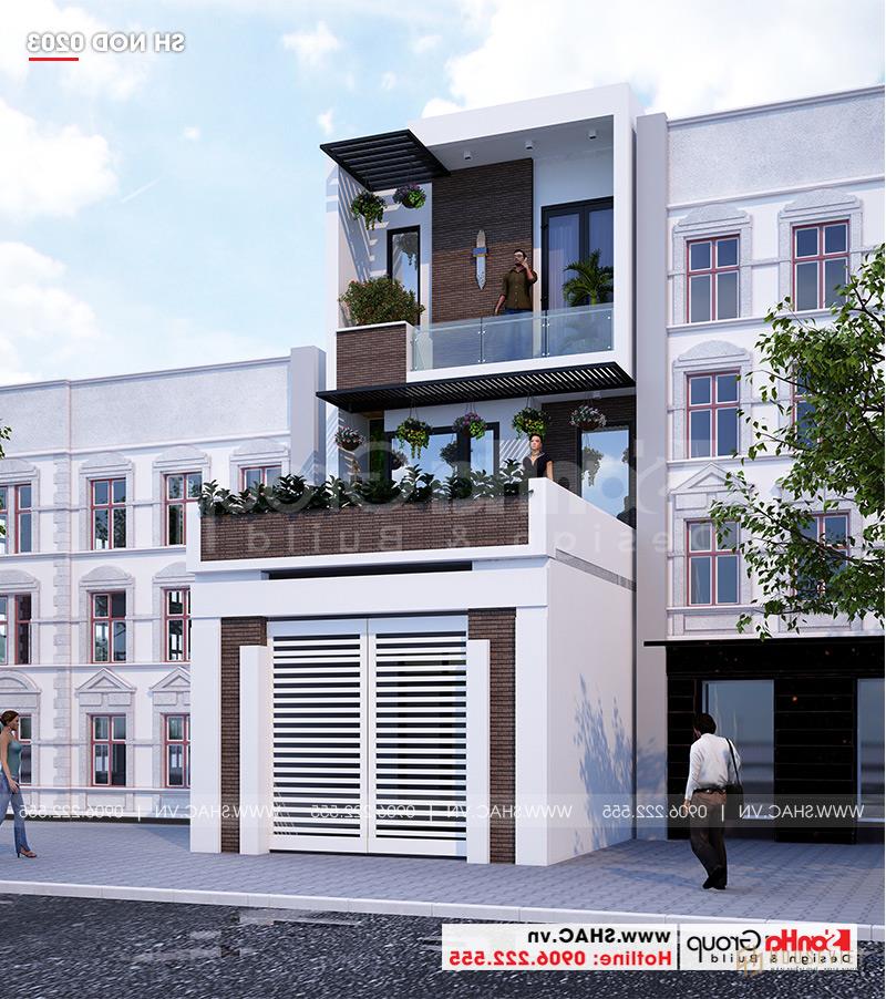 Mẫu thiết kế nhà ống 3 tầng hiện đại 5x15m đẹp tại Hải Phòng - SH NOD 0203 32 Mẫu mặt tiền nhà ống 3 tầng hiện đại đẹp diện tích 5x15m