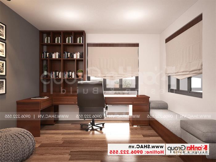 Mẫu thiết kế nhà ống 3 tầng hiện đại 5x15m đẹp tại Hải Phòng - SH NOD 0203 43 Thiết kế nội thất phòng làm việc trong không gian nội thất nhà ống hiện đại