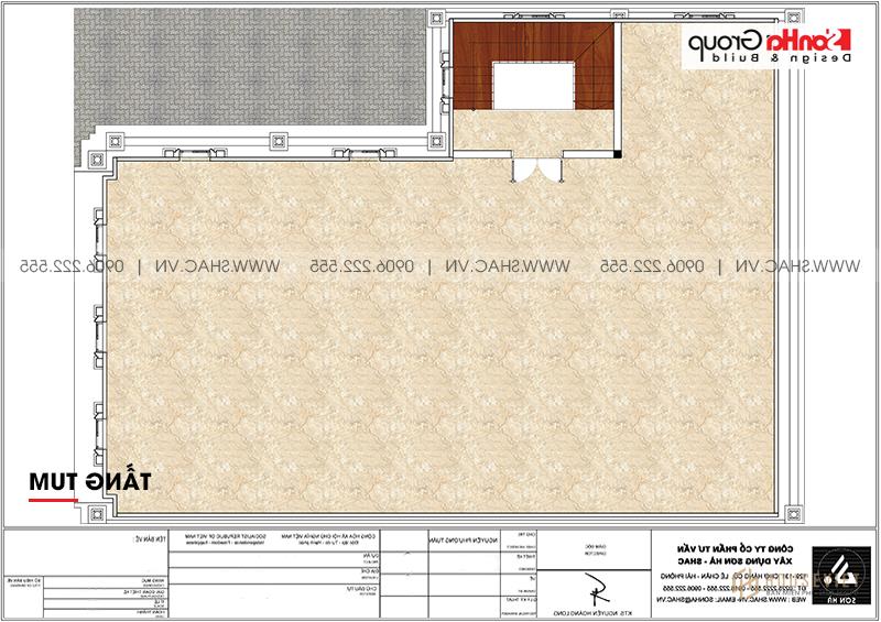 Mẫu biệt thự tân cổ điển 3 tầng 15m x 20m kết hợp kinh doanh tại Hải Phòng - SH BTP 0149 7 Bản vẽ chi tiết công năng tầng áp mái biệt thự tân cổ điển kết hợp kinh doanh tại Hải Phòng